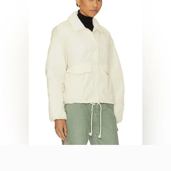 EUC Free People Off The Bleachers Coaches Jacket Size S Sea Salt Coastal Cruise - Picture 5 of 16